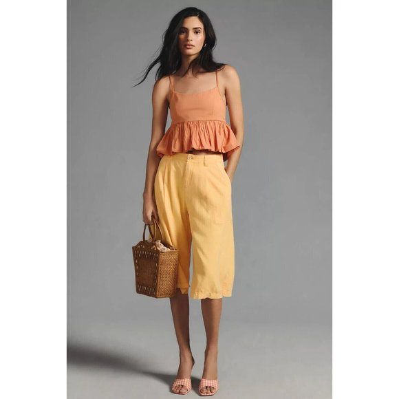 Maeve Tops - Maeve Anthropologie Ruffled Bubble-Hem Cropped Cami Tank Top Babydoll 2X